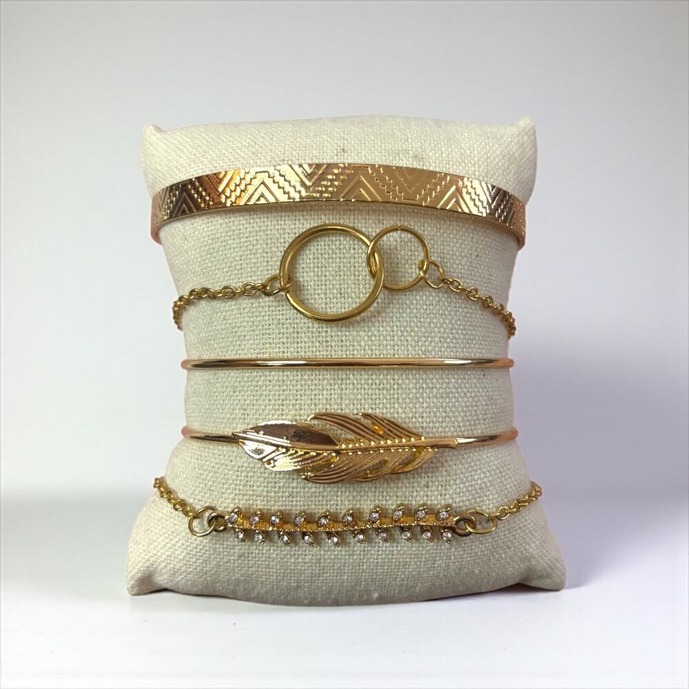 Gold Boho 5-Piece Stackable Bracelet Set